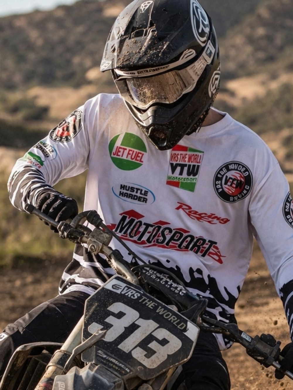 VRS THE WORLD VTW Motosport Racing White Long Sleeve Graphic Jersey